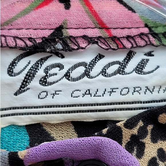 Teddi California Vintage 70s Sheer Tropical High Collar Long Sleeve Blouse Top - Picture 4 of 13